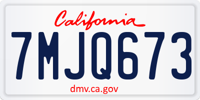 CA license plate 7MJQ673