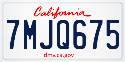 CA license plate 7MJQ675