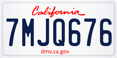 CA license plate 7MJQ676
