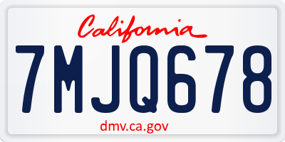 CA license plate 7MJQ678