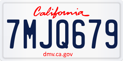 CA license plate 7MJQ679