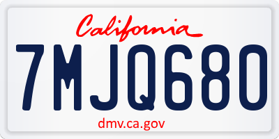 CA license plate 7MJQ680