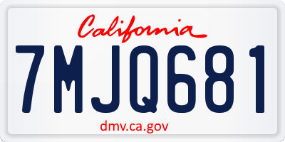 CA license plate 7MJQ681