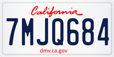 CA license plate 7MJQ684