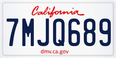 CA license plate 7MJQ689
