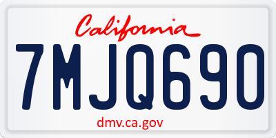 CA license plate 7MJQ690