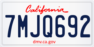 CA license plate 7MJQ692