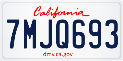 CA license plate 7MJQ693