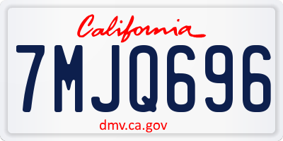 CA license plate 7MJQ696