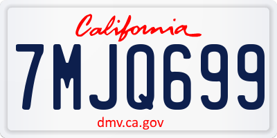 CA license plate 7MJQ699