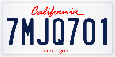 CA license plate 7MJQ701