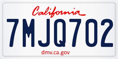 CA license plate 7MJQ702