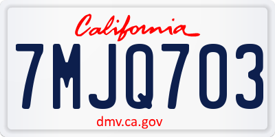 CA license plate 7MJQ703