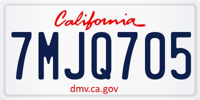 CA license plate 7MJQ705