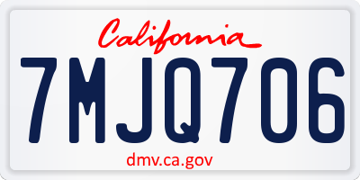 CA license plate 7MJQ706