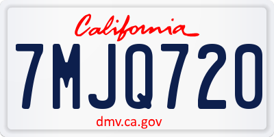 CA license plate 7MJQ720