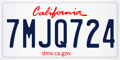 CA license plate 7MJQ724