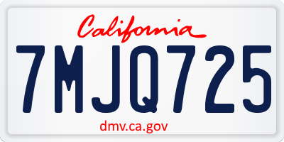 CA license plate 7MJQ725