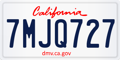 CA license plate 7MJQ727