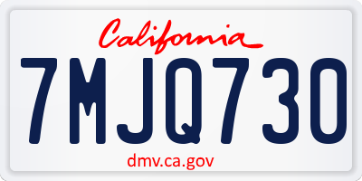 CA license plate 7MJQ730
