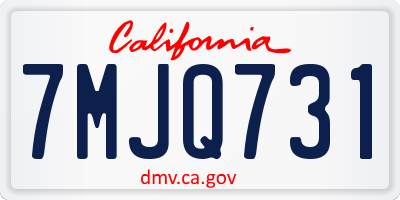 CA license plate 7MJQ731