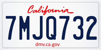 CA license plate 7MJQ732