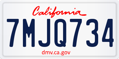 CA license plate 7MJQ734