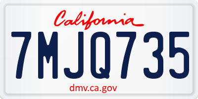 CA license plate 7MJQ735