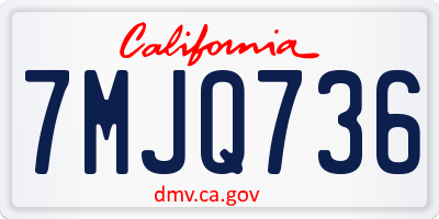 CA license plate 7MJQ736