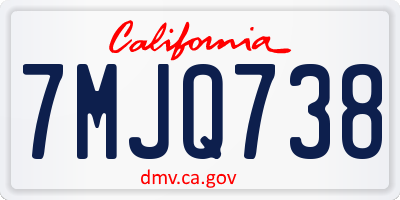 CA license plate 7MJQ738