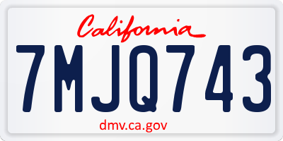 CA license plate 7MJQ743