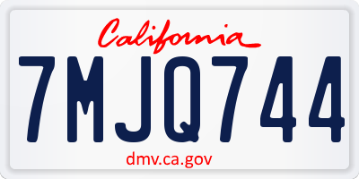 CA license plate 7MJQ744