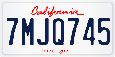CA license plate 7MJQ745