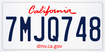 CA license plate 7MJQ748