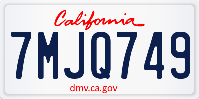 CA license plate 7MJQ749