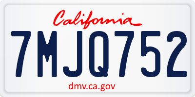 CA license plate 7MJQ752