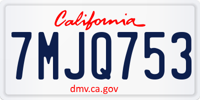 CA license plate 7MJQ753