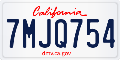 CA license plate 7MJQ754