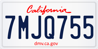 CA license plate 7MJQ755