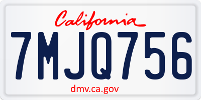 CA license plate 7MJQ756