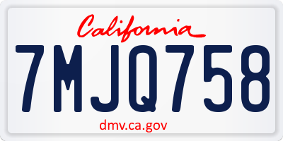 CA license plate 7MJQ758