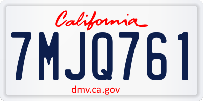 CA license plate 7MJQ761