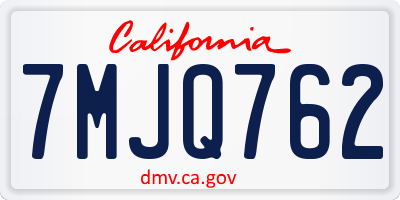 CA license plate 7MJQ762