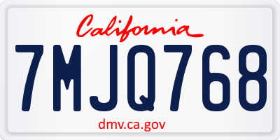 CA license plate 7MJQ768