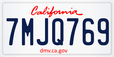 CA license plate 7MJQ769