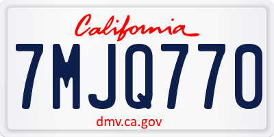 CA license plate 7MJQ770