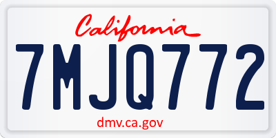 CA license plate 7MJQ772