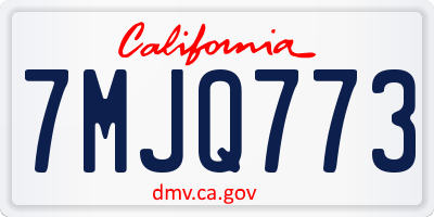 CA license plate 7MJQ773