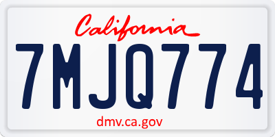 CA license plate 7MJQ774