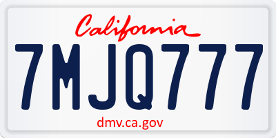 CA license plate 7MJQ777